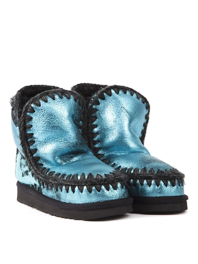 Shop Mou Eskimo 18 Metallic Azul Leather Ankle Boot