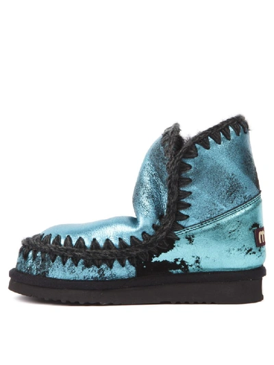 Shop Mou Eskimo 18 Metallic Azul Leather Ankle Boot