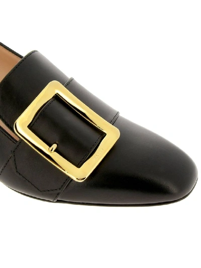 Shop Bally High Heel Shoes Janelle Shoes In Smooth Leather With Maxi Metal Buckle And Foldable Heel In Black
