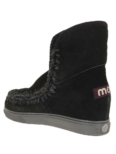 Shop Mou Inner Wedge Sneakers In Bkbk Black