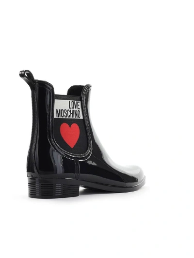 Shop Love Moschino Black Rubber Chelsea Boot In Nero (black)