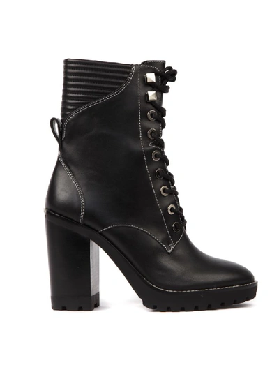 Shop Michael Michael Kors Black Leather Lace-up Boots