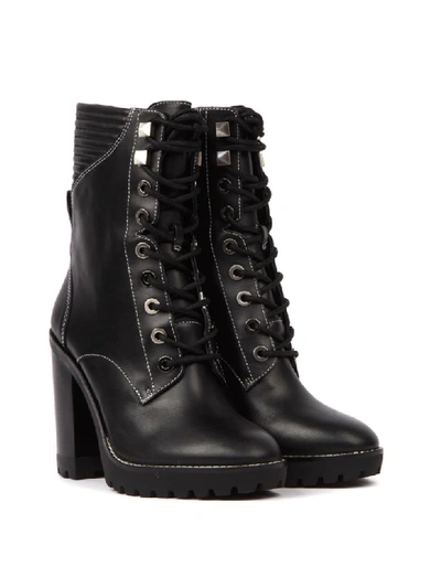 Shop Michael Michael Kors Black Leather Lace-up Boots