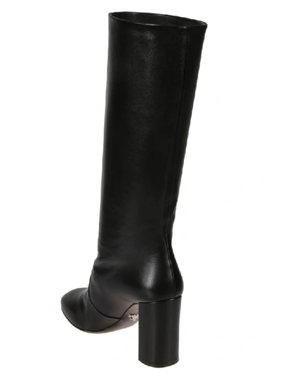 Shop Prada Leather Boots In Black