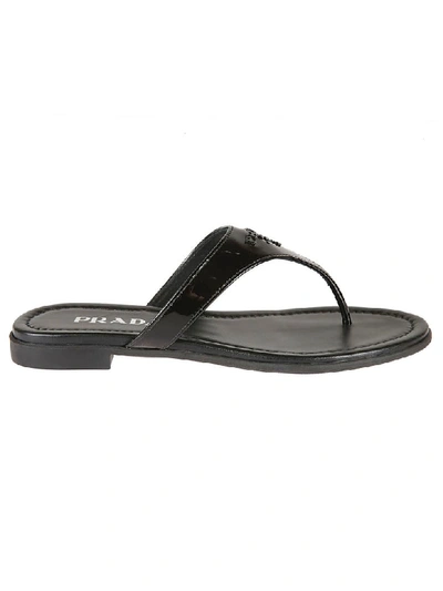 Shop Prada Classic Flat Sandals In Black