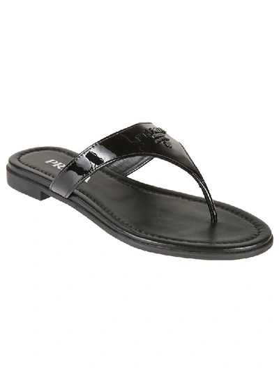 Shop Prada Classic Flat Sandals In Black