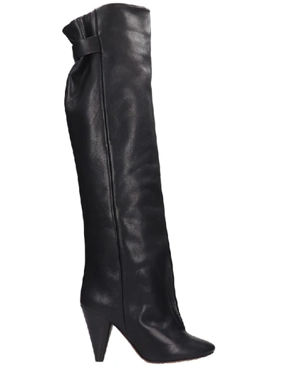 Shop Isabel Marant Lacine High Heels Boots In Black Leather