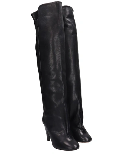 Shop Isabel Marant Lacine High Heels Boots In Black Leather