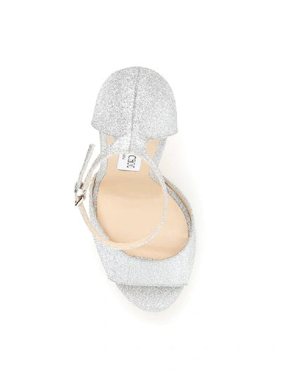 Shop Jimmy Choo Glitter Max 150 Sandals In Silver (silver)