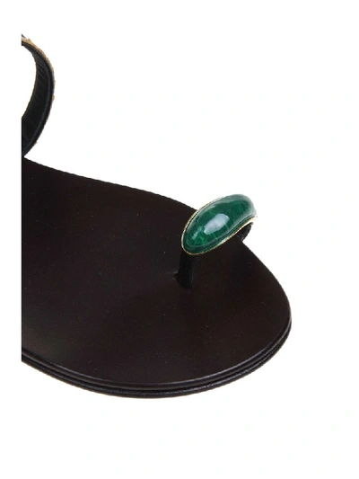 Shop Giuseppe Zanotti Ring Gem Leather Sandals