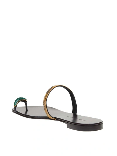 Shop Giuseppe Zanotti Ring Gem Leather Sandals