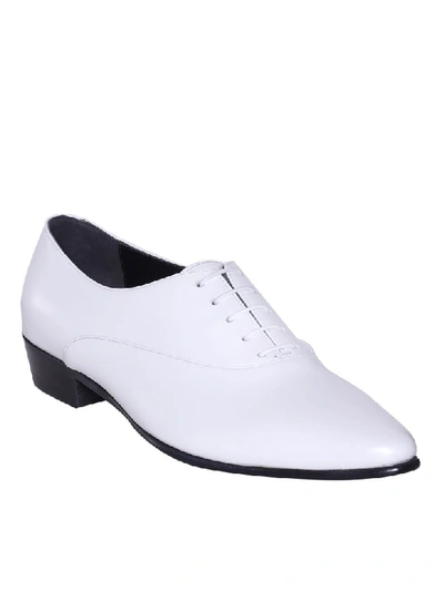 Shop Celine Laced-up Oxford Shoes In White