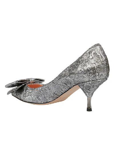 Shop Rochas Bow Detail Pumps In Silver