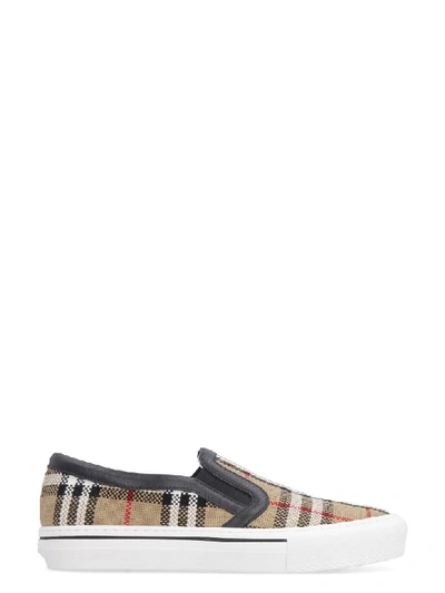 Shop Burberry Canvas Slip-on In Beige