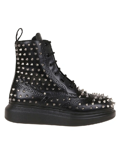 Shop Alexander Mcqueen H.boot Leather S.rub In Black Silver