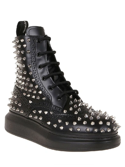 Shop Alexander Mcqueen H.boot Leather S.rub In Black Silver