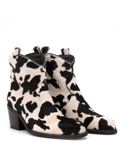 Shop Via Roma 15 Texan Boot In Printed Calf In Nero