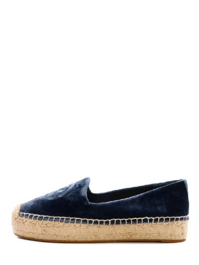 Shop Tory Burch Blue Velvet Espadrilles