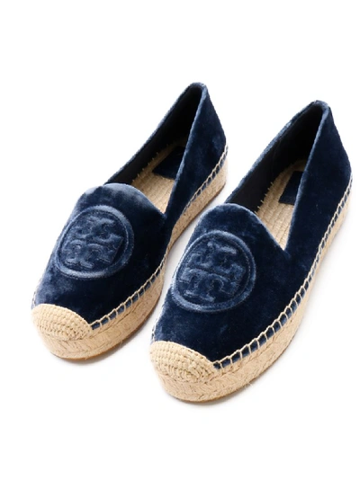 Shop Tory Burch Blue Velvet Espadrilles