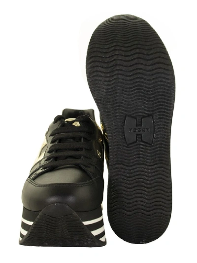 Shop Hogan H283 Black And Gild Sneakers In Black/gold