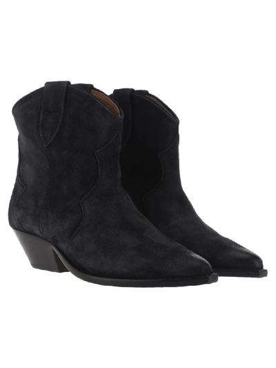 Isabel Marant Gray Dewina Ankle Boots In Black