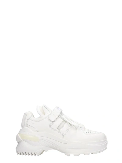 Shop Maison Margiela Retro Fit Sneakers In White Leather