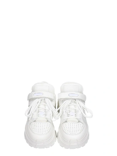 Shop Maison Margiela Retro Fit Sneakers In White Leather