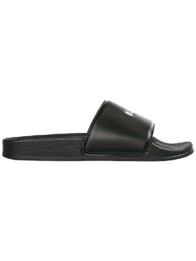 Shop Msgm Pool Slides In Nero