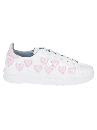 Shop Chiara Ferragni Heart Sneakers In White/pink