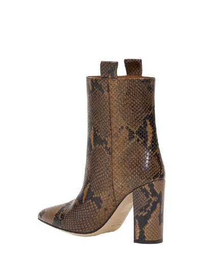 Shop Paris Texas Python Printed Leather Ankle Boots In Cammello