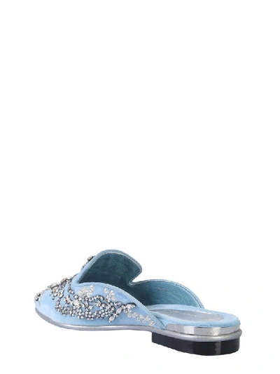 Shop Alexander Mcqueen Slipper With Crystals In Azzurro