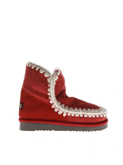Shop Mou Red Eskimo 18 Shearling Boots