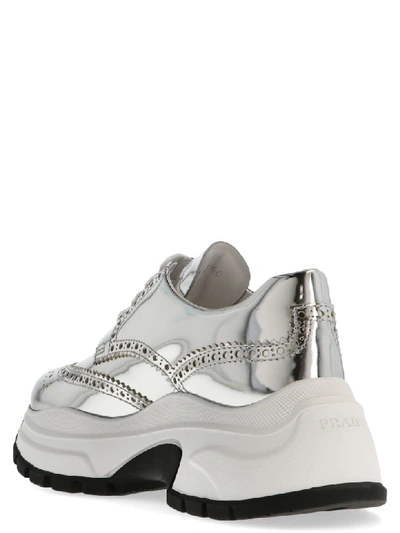 Shop Prada Pegasus Shoes In Silver