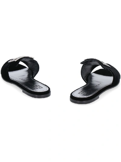 Shop Givenchy 4g Velvet Flat Sandals In Black