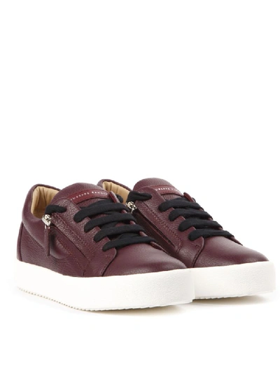 Shop Giuseppe Zanotti Burgundy Leather Addy Sneakers
