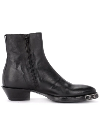 Shop Moma Stella Preto Texan Ankle Boot Made Of Black Leather In Nero
