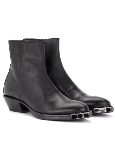 Shop Moma Stella Preto Texan Ankle Boot Made Of Black Leather In Nero