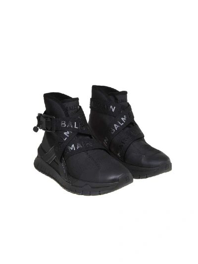 Shop Balmain B-troop Sneakers In Stretch Fabric In Black