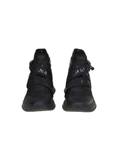 Shop Balmain B-troop Sneakers In Stretch Fabric In Black