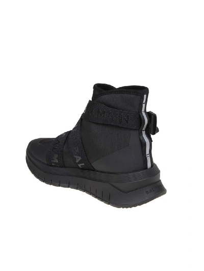 Shop Balmain B-troop Sneakers In Stretch Fabric In Black