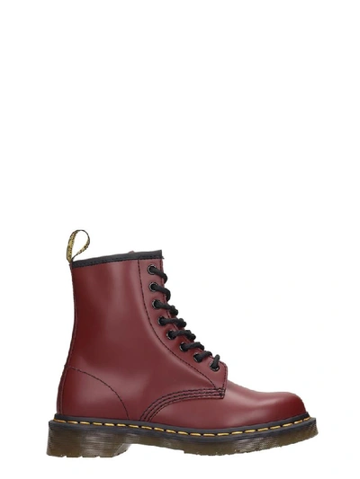 Shop Dr. Martens' 1460 Combat Boots In Bordeaux Leather In Rosso