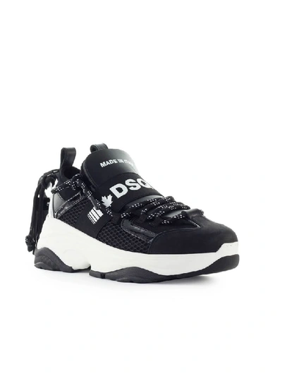 Shop Dsquared2 D Bumpy One Black Silver Sneaker In Nero/argento (black)