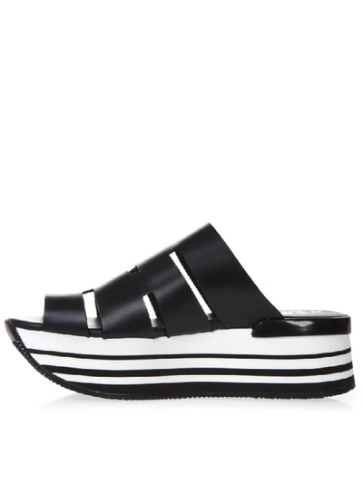 Shop Hogan Maxi H294 Black Leather Sandals