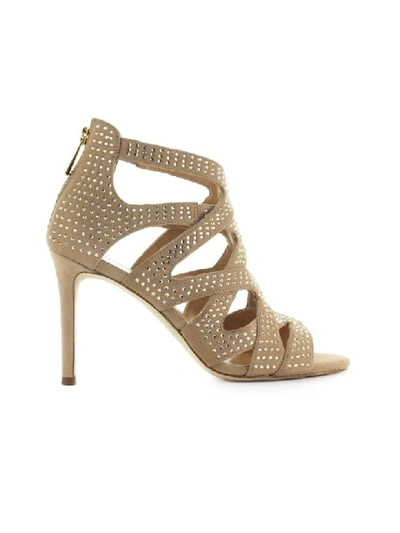 Shop Michael Kors Annalee Beige Sandal With Rhinestones In Sahara