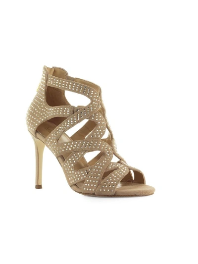 Shop Michael Kors Annalee Beige Sandal With Rhinestones In Sahara