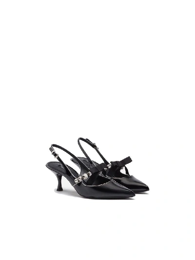 Shop Dolce & Gabbana Slingback Chanel Jowels In Black Silver