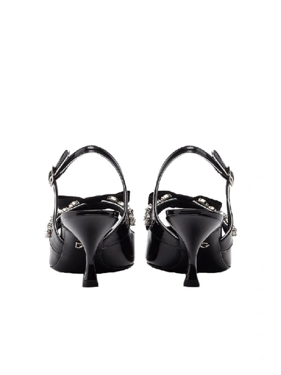 Shop Dolce & Gabbana Slingback Chanel Jowels In Black Silver