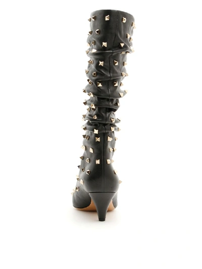 Shop Valentino Boots With All-over Rockstuds In Nero (black)