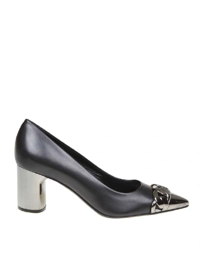 Shop Casadei Agyness Leather Decollete White Color In Black