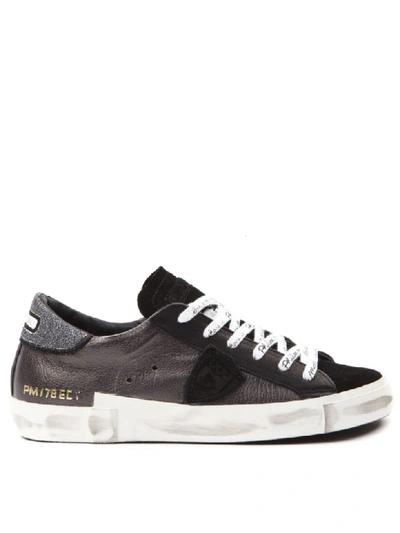 Shop Philippe Model Prsx Black Leather & Suede Sneakers